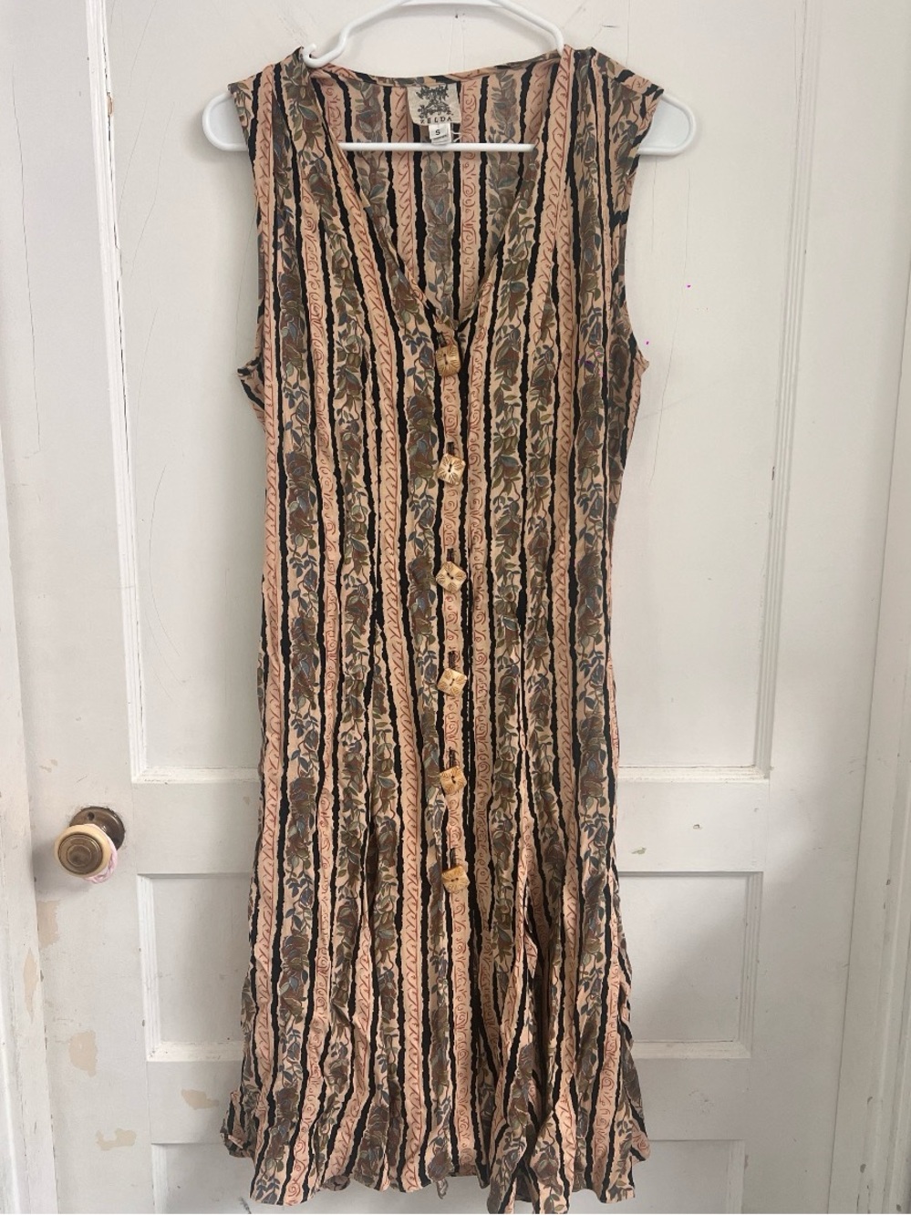 Zelda sleeveless grunge boho floral pattern midi dress Made in USA Size S